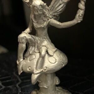 Silver Fairy Figurine with Blue Accents